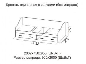 Кровать одинарная с ящиками (Без матраца 0,9*2,0) в Красноуфимске - krasnoufimsk.магазин96.com | фото